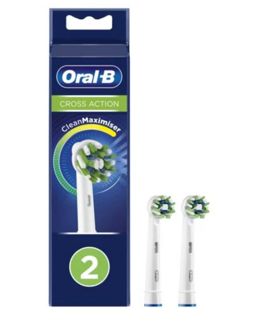Pack 2 Brossettes Oral B Cross Action Recharge Têtes de brosse à dent Électrique